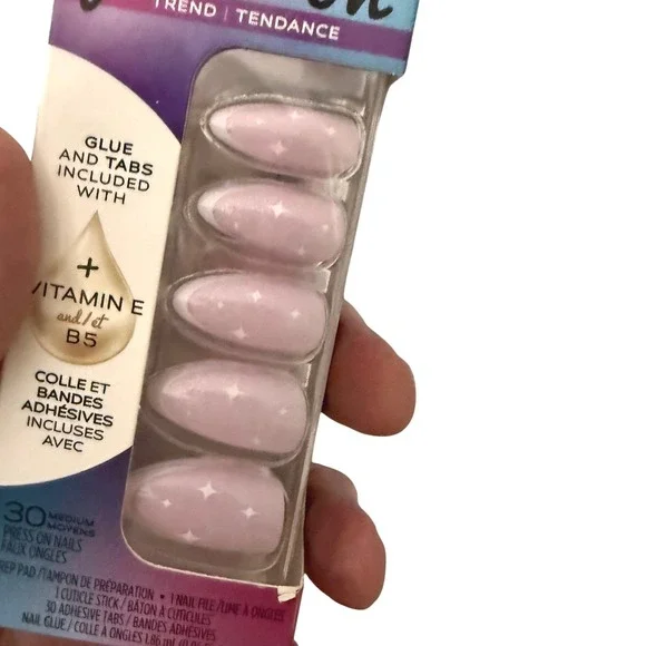 Sally Hansen 1 Lot Salon Effects Perfect Press-On Nails 30ct Blue Purple & Rose - Picture 2 of 7